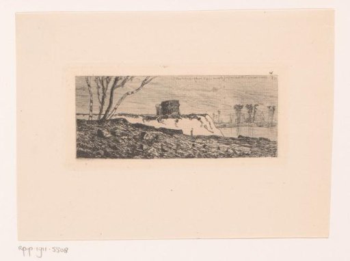 Ruin of a Tower on a Steep Riverbank