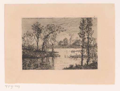 Large lake in a wooded area