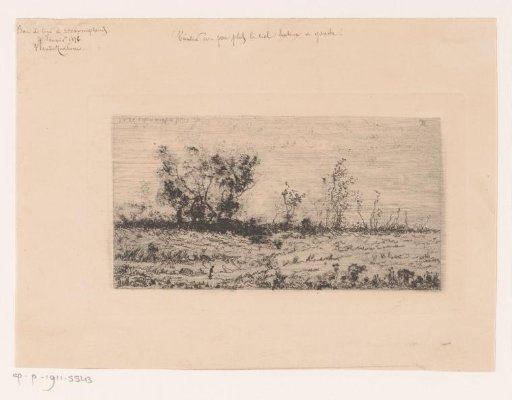 Landscape with a walker and a few trees