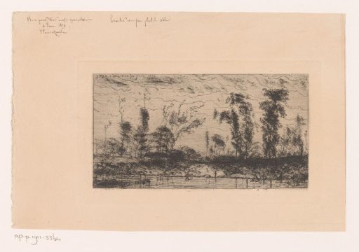 Figure on the Bank of a River with Trees in the Background