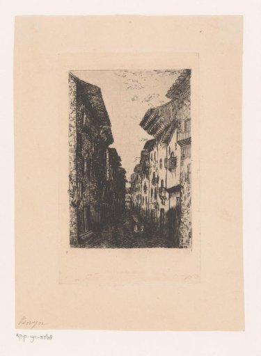 Narrow Street with a Waving Woman