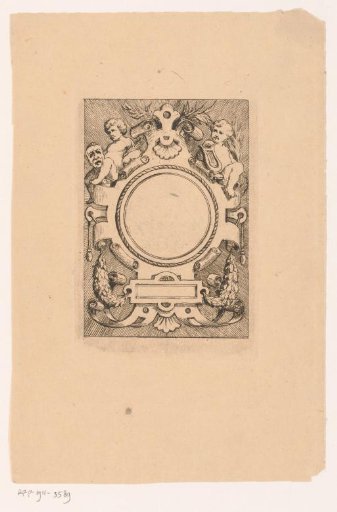 Ornamental Cartouche with Putti