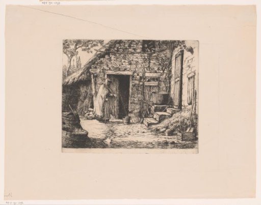 Beggar at the door of a farmhouse