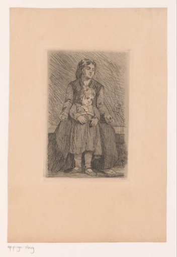 Blind woman with child