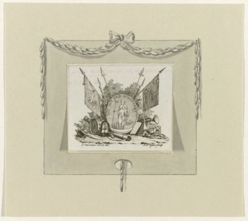 Vignette with the emblem of the militia society Tot Nut der Schuttery, 1786