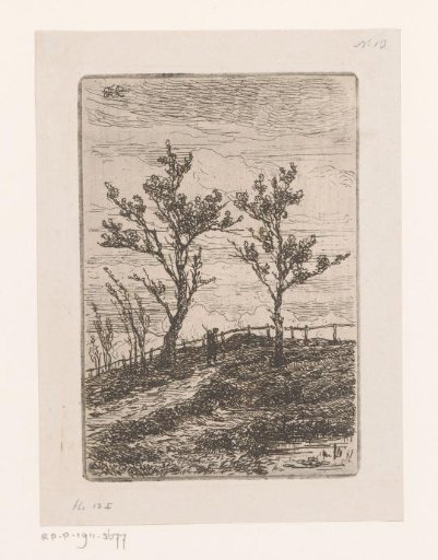 Lone walker in a landscape