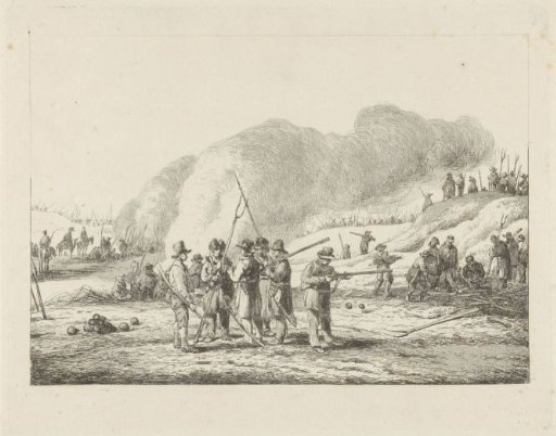 Armed Gooi farmers keep watch outside Naarden