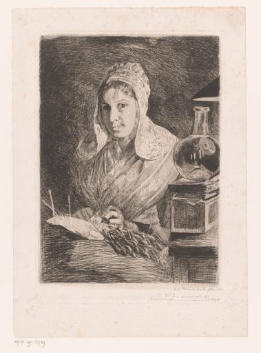 Woman making lace