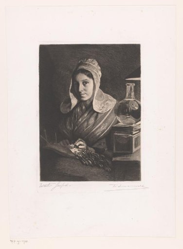 Woman making lace