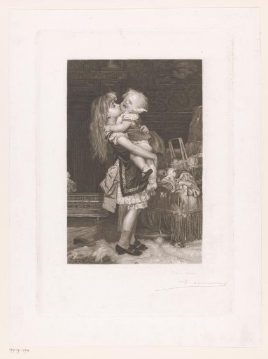 Girl holding a crying child