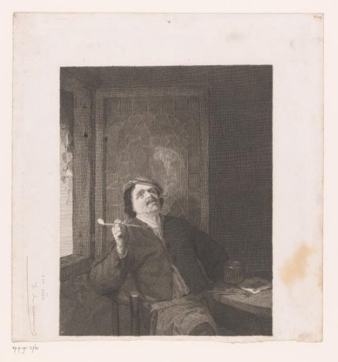 Man smoking a pipe at an open window