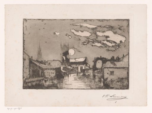 River View in Ghent by Moonlight