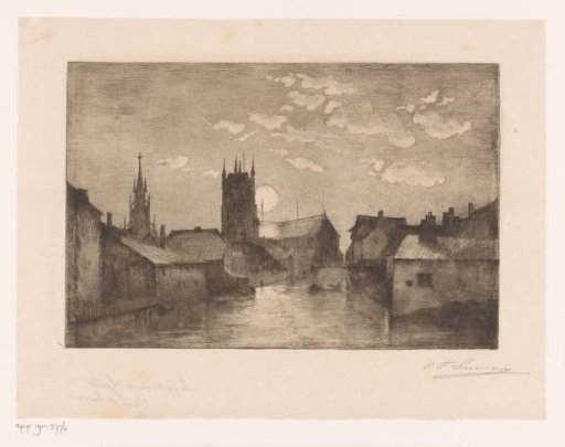River View in Ghent by Moonlight