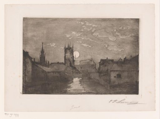 River View in Ghent by Moonlight