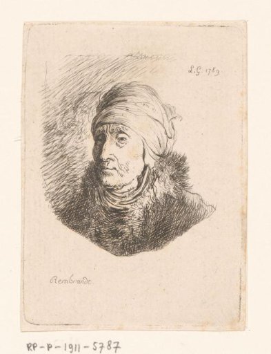 Bust of an old woman with a turban