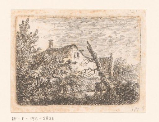 Fisherman before a house in a landscape