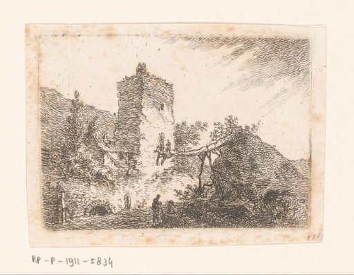 Landscape with a bridge to a tower