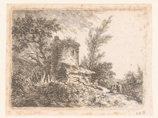 Tower with barn in a landscape
