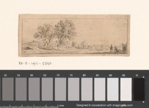 Landscape with trees and two resting men