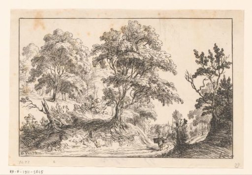Landscape with a man on a donkey