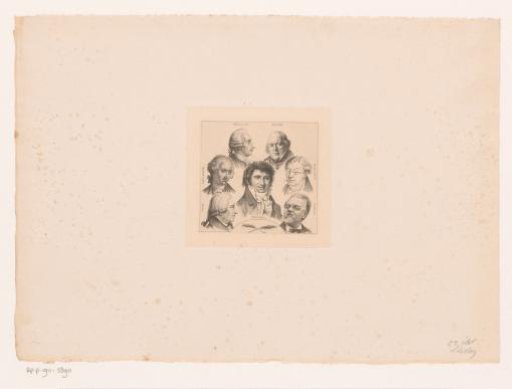 Portraits of Crébillon, Béranger, Gouffé, Clairville, Désaugiers, Laujon and Bernard
