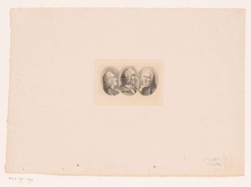 Three medallions with the portraits of Alexis Piron, Charles Collé and Charles-Francois Pannard