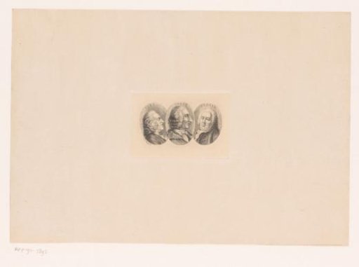 Three medallions with the portraits of Alexis Piron, Charles Collé and Charles-Francois Pannard