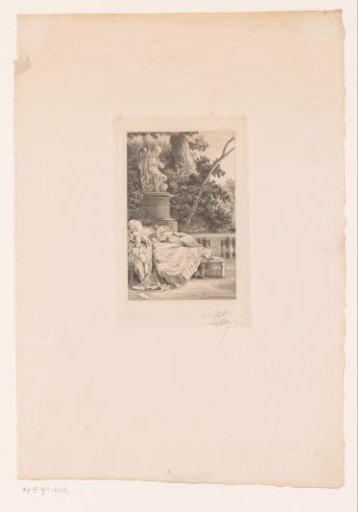 Woman Lying on a Bench in a Garden