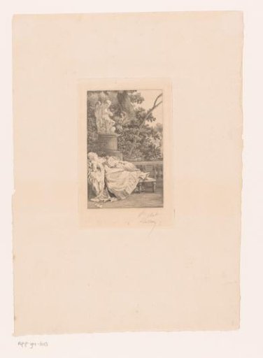 Woman Lying on a Bench in a Garden