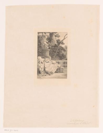 Woman Lying on a Bench in a Garden