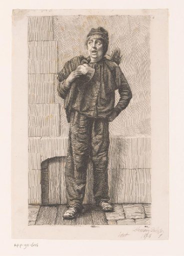 Chimney Sweep Standing on the Street in Front of a Facade