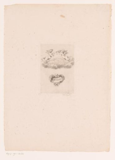 Two putti with a musical instrument on a cloud