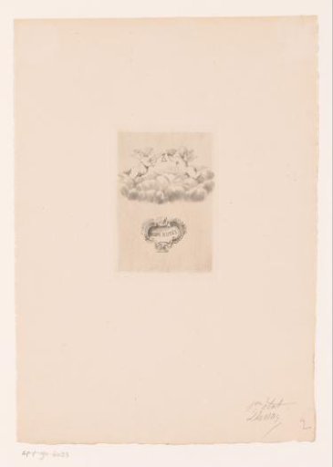 Two putti with a musical instrument on a cloud