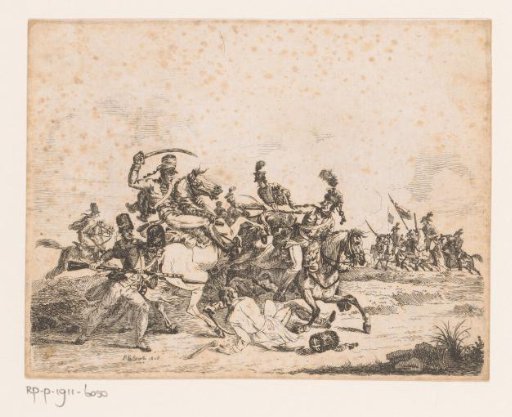 Cavalry and infantry in combat