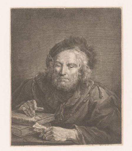 Old man with books and spectacles