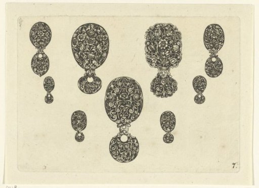 Nine Ornaments with Vines and Flowers
