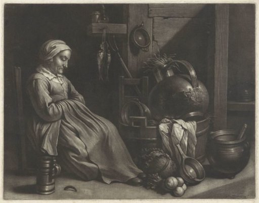 A Sleeping Maid in a Kitchen