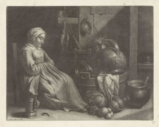 A Sleeping Maid in a Kitchen