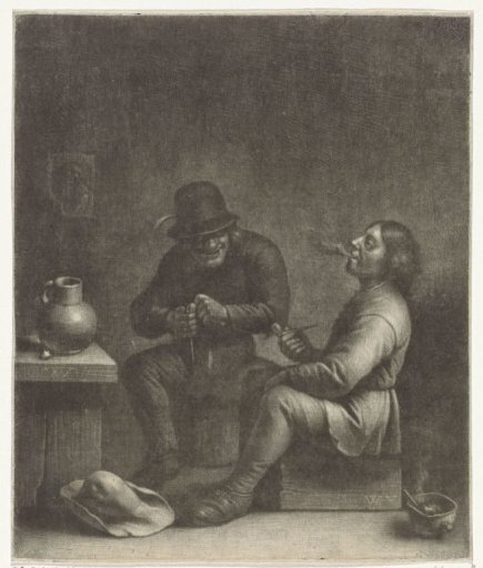Two men smoking pipes