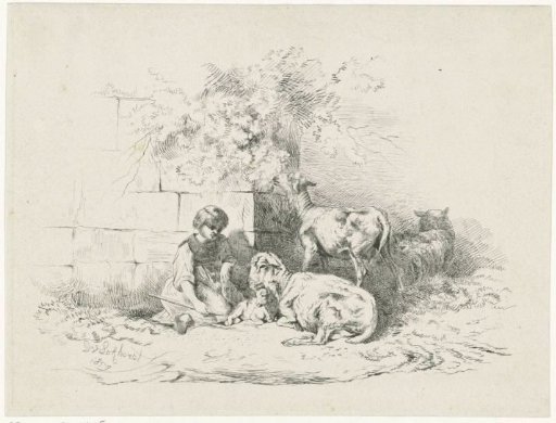 Girl Sitting with Sheep