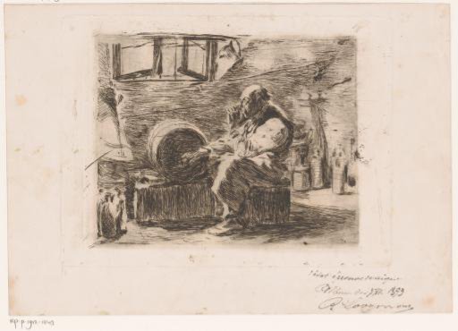 Cellar with a drinking man