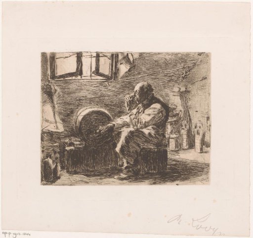Cellar with a drinking man