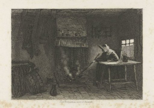 Interior with a Woman by the Fireplace