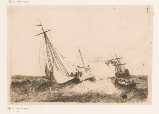 Sailing ship Walvisch from Ostend on rough seas