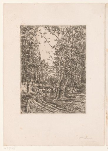Man with Two Cows on a Forest Path in the Vicinity of Eikevliet