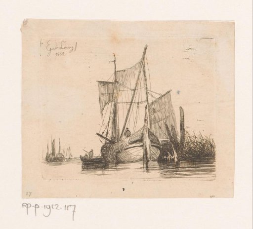 Coastal trader with hoisted sails