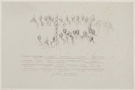 Key to the Print of the Laying of the First Stone by the King for the Railway Bridge at Zutphen, 1861