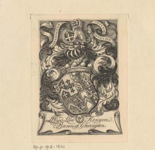 Ex libris of Lloyd Lord Kenyon, Baron of Gredington