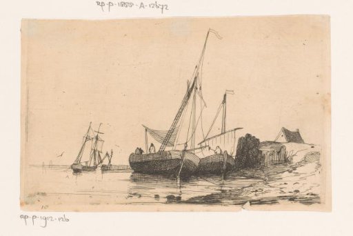 Two sailing ships on the coast
