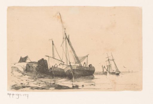 Two sailing ships on the coast